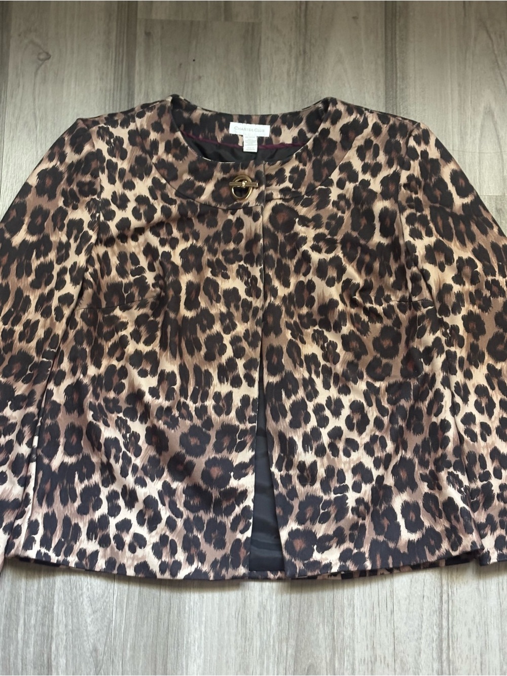 Charter Club Leopard Print Blazer in Brown and Beige